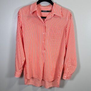 Lauren Ralph Lauren Orange Striped Shirt‎ Sz PM